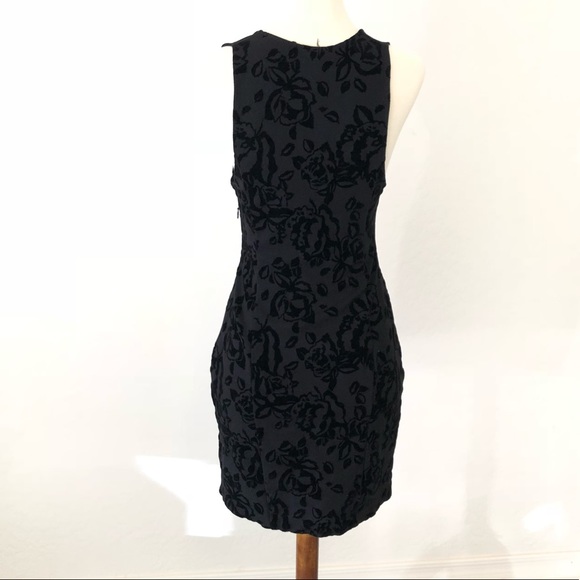 Free People Deep V Black Velvet Bodycon Dress - Picture 4 of 6